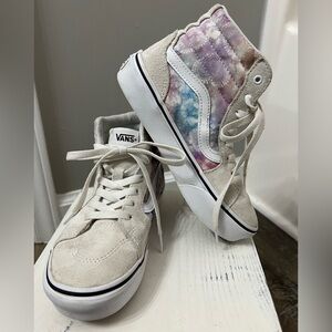 Vans Cream High-Tops with Pastel Tie-Dye